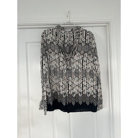 Reiss Malia Arrow Abstract Print Top Black/white Size Us 8 - Picture 3 of 9